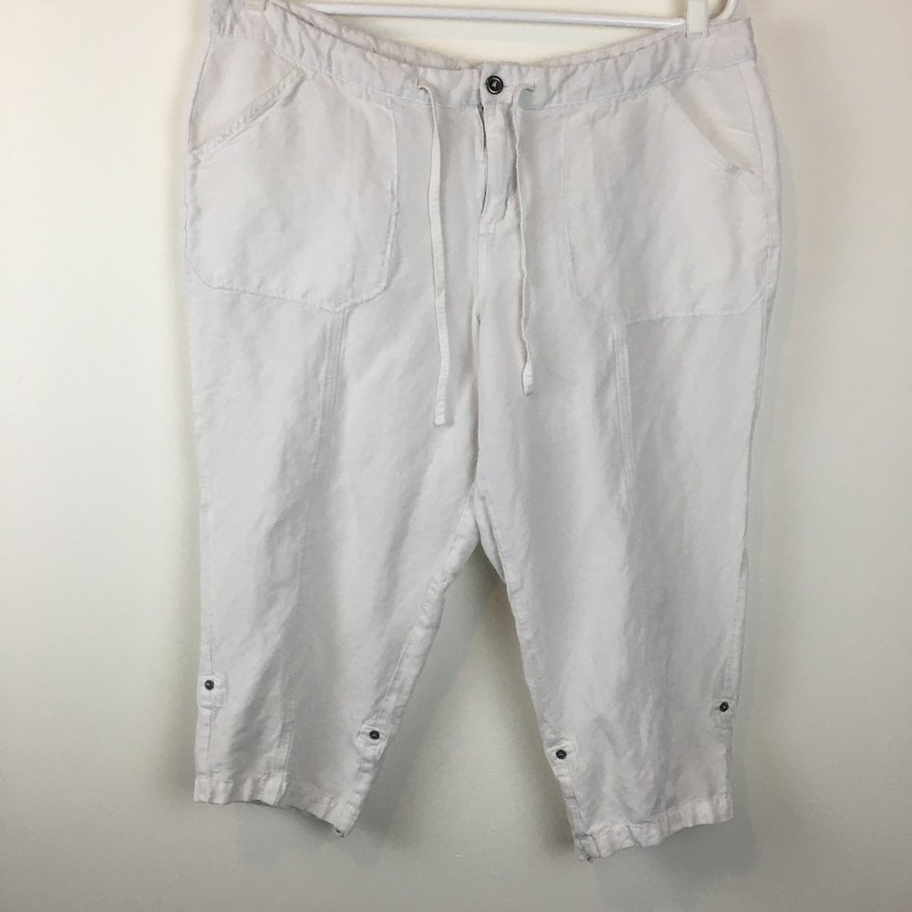 Lane Bryant White Linen Crop Pants 18/20